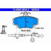 Колодки тормозные дисковые для RENAULT 11, 18, 19, 20, 21, 25, 30, 9, CLIO, ESPACE, FUEGO, LOGAN, MEGANE, RAPID, SANDERO/STEPWAY, SUPER 5, THALIA, TWINGO <b>ATE 13.0460-2834.2 / 602834</b>