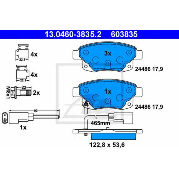 Колодки тормозные дисковые для FORD TRANSIT TOURNEO, TRANSIT <b>ATE 13.0460-3835.2 / 603835</b>