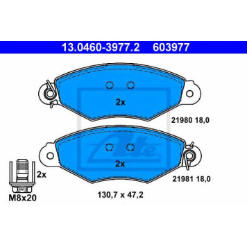 Комплект тормозных колодок <b>ATE 13.0460-3977.2</b>