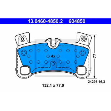Колодки тормозные дисковые для AUDI Q7(4L) / PORSCHE CAYENNE(955,9PA) / VW TOUAREG(7L6,7L7,7LA) <b>ATE 13.0460-4850.2 / 604850</b>