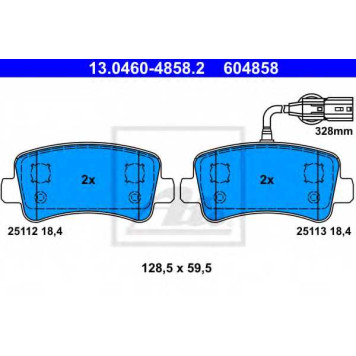 Колодки тормозные дисковые для NISSAN NV400 / OPEL MOVANO / RENAULT MASTER(EV,FV,HV,JV,UV) <b>ATE 13.0460-4858.2 / 604858</b>