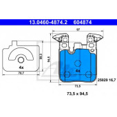 Колодки тормозные дисковые для BMW 1(F20,F21), 2(F22,F23,F87), 3(F30,F31,F34,F35,F80), 4(F32,F33,F36,F82,F83) <b>ATE 13.0460-4874.2 / 604874</b>