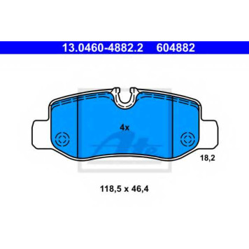 Колодки тормозные дисковые для MERCEDES V(W447), VITO Mixto(W447), VITO(W447) <b>ATE 13.0460-4882.2 / 604882</b>