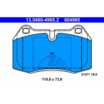Колодки тормозные дисковые для BMW 7(E38) <b>ATE 13.0460-4965.2 / 604965</b>