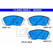 Колодки тормозные дисковые для HYUNDAI ix35(EL,ELH,LM), TUCSON(TLE) / KIA CARENS(UN), SPORTAGE(JE#,KM#,SL) <b>ATE 13.0460-5600.2 / 605600</b>