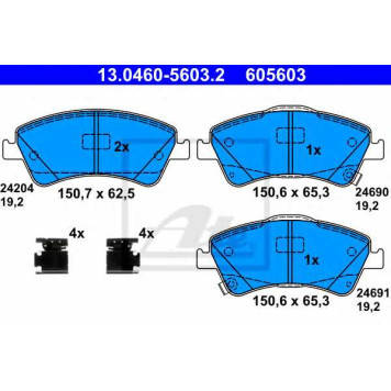 Колодки тормозные дисковые для TOYOTA AURIS, AVENSIS, COROLLA, VERSO <b>ATE 13.0460-5603.2 / 605603</b>