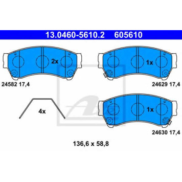 Колодки тормозные дисковые для MAZDA 6(GG,GH) <b>ATE 13.0460-5610.2 / 605610</b>