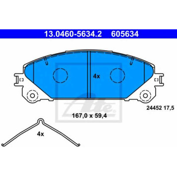 Колодки тормозные дисковые для LEXUS NX(AGZ1#,AYZ1#,ZGZ1#), RX(AGL1#,GGL1#,GYL1#) / TOYOTA RAV 4(ALA4#,AVA4#,WWA4#,ZSA4#) <b>ATE 13.0460-5634.2 / 605634</b>