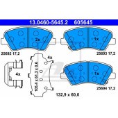 Колодки тормозные дисковые для HYUNDAI ELANTRA(MD,UD), i30 CW(GD), i30(GD), VELOSTER(FS) / KIA CEED(JD), CEE`D(JD), PRO CEE?D(JD) <b>ATE 13.0460-5645.2 / 605645</b>