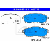 Колодки тормозные дисковые для NISSAN CUBE, JUKE, PULSAR, TEANA, TIIDA / RENAULT LATITUDE / SUZUKI SX4 <b>ATE 13.0460-5716.2 / 605716</b>