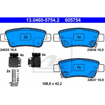 Колодки тормозные дисковые для HONDA CR(RD#,RE) <b>ATE 13.0460-5754.2 / 605754</b>