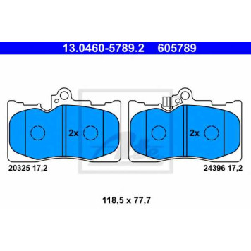 Колодки тормозные дисковые для LEXUS GS(GRL1#, GRS19#, GWL1#, GWS19#, URS19#, UZS19#), RC(AVC1#, GSC1#, USC1#) <b>ATE 13.0460-5789.2 / 605789</b>