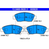Колодки тормозные дисковые для HONDA CIVIC(EG, EH, EJ, EK, EM1, EM2, EP, ES, EU, EV, FA, FD), CRX(EG, EH) <b>ATE 13.0460-5820.2 / 605820</b>