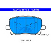 Колодки тормозные дисковые для TOYOTA AVENSIS(#ACM2#,#CLM2#) <b>ATE 13.0460-5846.2 / 605846</b>