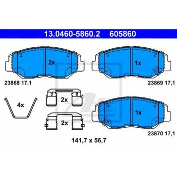 Колодки тормозные дисковые для HONDA CR(RD#) <b>ATE 13.0460-5860.2 / 605860</b>