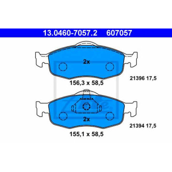 Колодки тормозные дисковые для FORD COUGAR(EC#), MONDEO(BAP,BFP,BNP,GBP), SCORPIO(GAE,GFR,GGE,GGR,GNR) <b>ATE 13.0460-7057.2 / 607057</b>