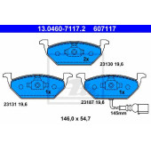 Колодки тормозные дисковые для AUDI A2, A3 / SKODA FABIA, OCTAVIA, ROOMSTER, YETI / VW BEETLE, BORA, CADDY, GOLF, JETTA, NEW BEETLE, POLO <b>ATE 13.0460-7117.2 / 607117</b>