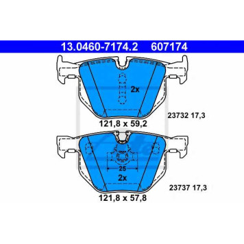 Колодки тормозные дисковые для BMW 5(E60,E61), 6(E63,E64) <b>ATE 13.0460-7174.2 / 607174</b>