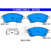 Колодки тормозные дисковые для CHEVROLET AVEO(T300), CRUZE(J300,J305,J308) / OPEL ASTRA GTC J, ASTRA <b>ATE 13.0460-7262.2 / 607262</b>