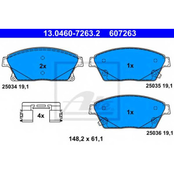 Колодки тормозные дисковые для CHEVROLET CRUZE, ORLANDO, TRACKER, VOLT / OPEL AMPERA, ASTRA GTC J, ASTRA, MOKKA, ZAFIRA <b>ATE 13.0460-7263.2 / 607263</b>