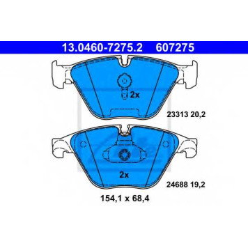 Колодки тормозные дисковые для BMW 5(F10,F11,F18) <b>ATE 13.0460-7275.2 / 607275</b>