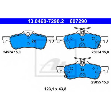 Колодки тормозные дисковые для HONDA CIVIC(FA,FB,FD,FG,FK) <b>ATE 13.0460-7290.2 / 607290</b>