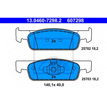 Колодки тормозные дисковые для RENAULT CLIO, LOGAN, SANDERO/STEPWAY, TWINGO <b>ATE 13.0460-7298.2 / 607298</b>