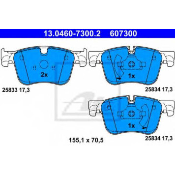 Колодки тормозные дисковые для CITROEN C4 / PEUGEOT 308 <b>ATE 13.0460-7300.2 / 607300</b>