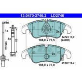 Колодки тормозные дисковые для AUDI A4(8K2,8K5,8KH,B8), A5(8F7,8T3,8TA) <b>ATE 13.0470-2746.2 / LD2746</b>