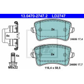 Колодки тормозные дисковые для AUDI A4(8K2,8K5,8KH,B8), A5(8F7,8T3,8TA), Q5(8R) <b>ATE 13.0470-2747.2 / LD2747</b>