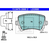 Колодки тормозные дисковые для AUDI A3, A4, A6, Q3, TT / SKODA OCTAVIA, SUPERB, YETI / VW CADDY, CC, EOS, GOLF, JETTA, PASSAT, SCIROCCO, SHARAN, TIGUAN, TOURAN <b>ATE 13.0470-2880.2 / LD2880</b>