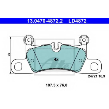 Колодки тормозные дисковые для VW TOUAREG(7P5) <b>ATE 13.0470-4872.2 / LD4872</b>