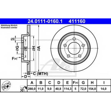 Тормозной диск ATE 411160 / 24.0111-0160.1