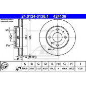 Тормозной диск ATE 424136 / 24.0124-0136.1