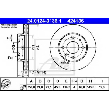 Тормозной диск ATE 424136 / 24.0124-0136.1