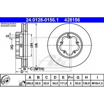 Тормозной диск ATE 428156 / 24.0128-0156.1