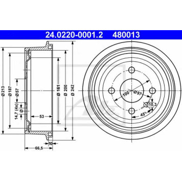 Тормозной барабан ATE 480013 / 24.0220-0001.2