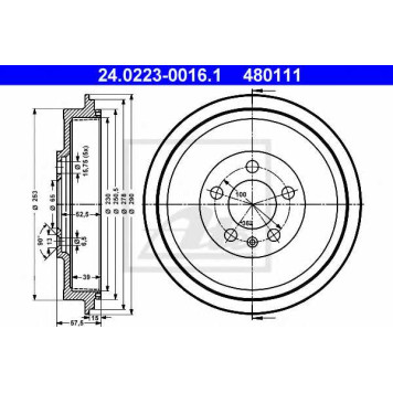 Тормозной барабан ATE 480111 / 24.0223-0016.1