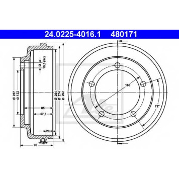 Барабан тормозной <b>ATE 24.0225-4016.1</b>