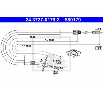 Трос стояночной тормозной системы ATE 580179 / 24.3727-0179.2