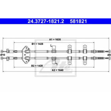 Трос стояночной тормозной системы ATE 581821 / 24.3727-1821.2