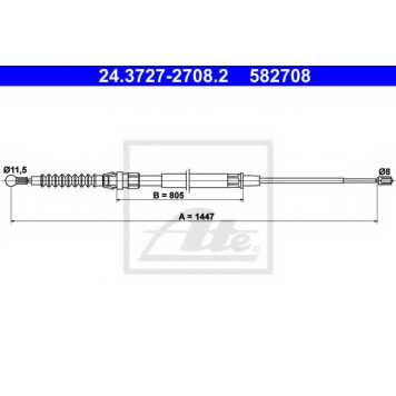 Трос стояночной тормозной системы ATE 582708 / 24.3727-2708.2