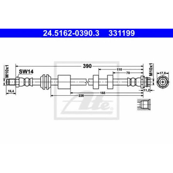 Тормозной шланг ATE 331199 / 24.5162-0390.3