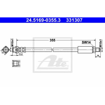 Тормозной шланг ATE 331307 / 24.5169-0355.3