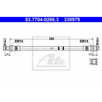 Тормозной шланг ATE 330979 / 83.7704-0266.3