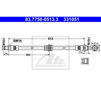 Тормозной шланг ATE 331051 / 83.7750-0513.3