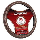 Оплетка на руль Autoprofi AP-765 BR натур.кожа ребристая коричн., M