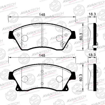 Колодки тормозные дисковые передние AVANTECH AV118