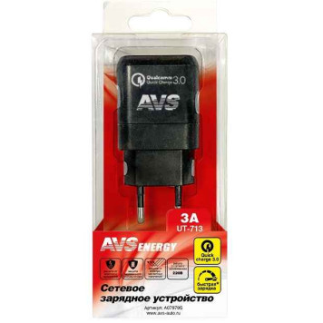 Зарядное устройство/адаптер Quick Charge (1, 5-3A) 220V -> USB AVS UT-713