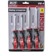 Набор отверток 4шт: 2 шлицевые + 2 крестовые намагниченные Cr-V AVS OS-4